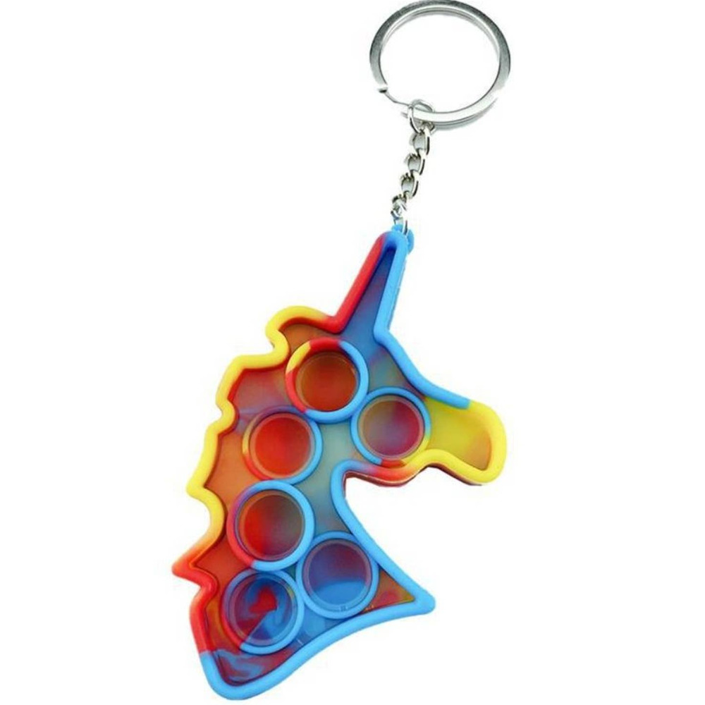 Red/Yellow/Blue Unicorn Push Pop Bubble Fidget Toy Keychain/Bag tag***NWOT